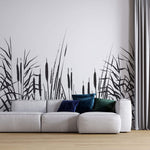 Tapet Personalizat Leaf cu papura neagra pe un fundal alb - BLACK BULRUSH