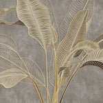 Tapet Personalizat Leaf cu frunze in stil plaster in relief in nuante aurii - NUDE GREY BANANA