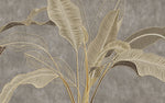 Tapet Personalizat Leaf cu frunze in stil plaster in relief in nuante aurii - NUDE GREY BANANA
