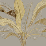 Tapet Personalizat Leaf cu frunze in stil plaster in relief in nuante aurii - CREAM GREY BANANA