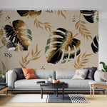 Tapet Personalizat Leaf cu frunze monstera in stil boho-tribal - BOHO RETRO MONSTERA
