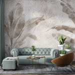 Tapet Personalizat Leaf cu frunze de bananier sepia - WALL BANANA TREE