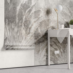 Tapet Personalizat Leaf cu frunze in fundal de perete ciment - CONCRETE ABSTRACT LEAF
