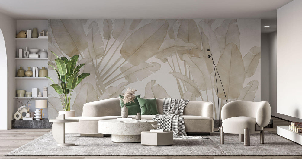 Tapet Personalizat Leaf cu frunze crem de bananier - COFFEE LEAVES