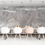 Tapet Personalizat Leaf cu frunze gri in dungi de plaster - STRIPED LEAVES