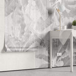 Tapet Personalizat Leaf cu frunze gri in dungi de plaster - STRIPED LEAVES