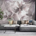 Tapet Personalizat Leaf cu frunze in nuante de mov estompat - PURPLE DAYDREAM