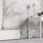 Tapet Personalizat Leaf cu frunze verzi estompate in fundal de vopsea decorativa texturat - GRUNGE SAGE