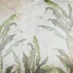 Tapet Personalizat Leaf cu bananieri in fundal stucco vintage - CRACKED WALL LEAVES