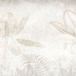 Tapet Personalizat Leaf frunze exotice in nuante deschise cu fundal texturat - LIGHT CONCRETE LEAF
