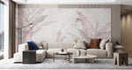 Tapet Personalizat Leaf cu frunze roz estompate in fundal de vopsea decorativa texturat - GRUNGE WALL LEAVES