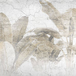 Tapet Personalizat Leaf cu frunze de bananier sepia cu fundal de perete crapat - VINTAGE BANANA TREE