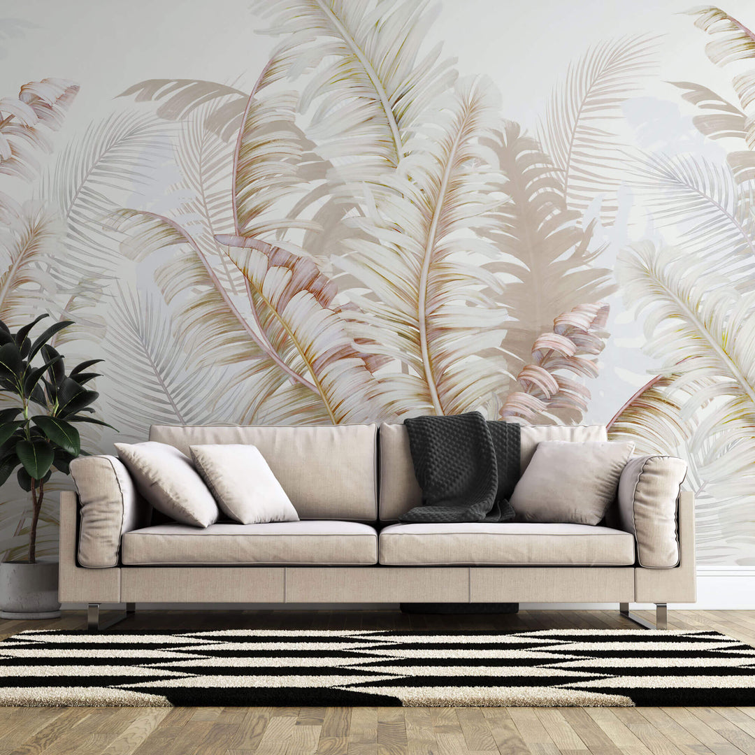 Tapet Personalizat Leaf cu frunze rozalii de palmier - DELIGHTING NATURE