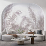 Tapet Personalizat Leaf cu frunze de palmier in nuante lila - REFINED PALM TREE