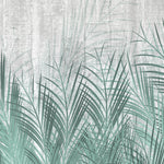 Tapet Personalizat Leaf cu frunze de palmier verde si fundal de ciment - CYAN LEAVES CONCRETE