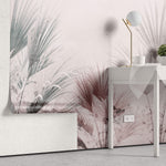 Tapet Personalizat Leaf cu frunze de palmier intr-un fundal roz texturat - DUSTY PINK CANVAS