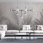 Tapet Personalizat Leaf cu frunze de palmier ilustrate pe un perete texturat crem - DEEP TEXTURE PALM
