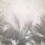 Tapet Personalizat Leaf cu frunze de palmier ilustrate pe un perete texturat crem - DEEP TEXTURE PALM