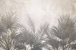 Tapet Personalizat Leaf cu frunze de palmier ilustrate pe un perete texturat crem - DEEP TEXTURE PALM