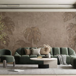Tapet Personalizat Leaf cu frunze monstera in stil vintage - GRUNGE MONSTERA WALL