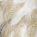 Tapet Personalizat Leaf cu frunze oundulate aurii pe fundal gri - WAVY LEAVES