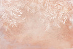 Tapet Personalizat Leaf cu frunze de bambus albe pe fundal roz - PEACHY BAMBOO