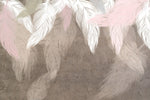 Tapet Personalizat Leaf cu pene albe si roz pe fundal maro texturat - DREAMY STUCCO LEAVES