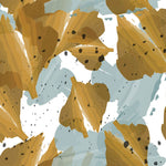 Tapet Personalizat Leaf cu frunze abstracte in nuante aramii si albastre - ABSTRACT MUSTARD LEAVES