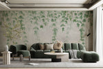 Tapet Personalizat Leaf cu frunze mici verzi cazatoare estompate - STAMP WATERCOLOR LEAVES
