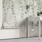 Tapet Personalizat Leaf cu frunze mici verzi cazatoare estompate - STAMP WATERCOLOR LEAVES