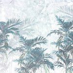 Tapet Personalizat Leaf cu palmieri in nuante de albastru - INTENSE CYAN PALMS