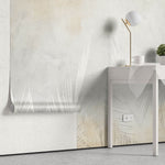 Tapet Personalizat Leaf cu frunze de palmieri albe intr-un fundal gri-piersica - PEACHY GREY PALM