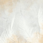 Tapet Personalizat Leaf cu frunze de palmieri albe intr-un fundal gri-piersica - PEACHY GREY PALM