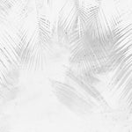 Tapet Personalizat Leaf cu frunze albe de palmier intr-un fundal gri ciment - WHITE PALM LEAVES