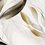 Tapet Personalizat Leaf cu frunze texturate in nuante de bej si crem - BEIGE FEATHER LEAVES I