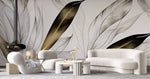 Tapet Personalizat Leaf cu frunze texturate in nuante de bej si crem - BEIGE FEATHER LEAVES II