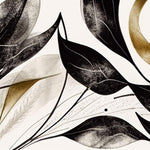 Tapet Personalizat Leaf cu frunze texturate in nuante de negru - BLACK TEXTURED LEAVES