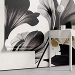 Tapet Personalizat Leaf cu frunze abstracte texturate in nuante de negru - BLACK BLOOM FLOWERS