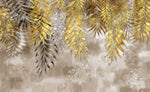 Tapet Personalizat Leaf cu frunze de palmier aurii pe un fundal texturat bej - GOLDEN FOIL LEAVES