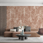 Tapet Personalizat Leaf cu frunze de palmier in nuante pamantii - REED BED