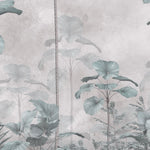 Tapet Personalizat Leaf cu palmieri tropicali in nuante de verde si gri - PALE CYAN PALMS