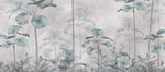 Tapet Personalizat Leaf cu palmieri tropicali in nuante de verde si gri - PALE CYAN PALMS