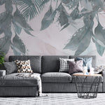Tapet Personalizat Leaf cu frunze si flori de margaritar pe un fundal de marmura pastel - LILY OF THE VALLEY