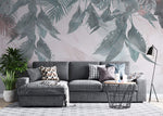 Tapet Personalizat Leaf cu frunze si flori de margaritar pe un fundal de marmura pastel - LILY OF THE VALLEY