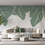 Tapet Personalizat Leaf cu frunze de bananier abstracte verzi - PLAIN GREEN LEAVES