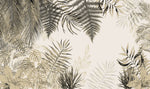 Tapet Personalizat Leaf cu plante tropicale in nuante de bej - OUTLINED LEAVES