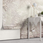 Tapet Personalizat Leaf cu textura de plaster si frunze in nuante roz pastel - PINK PLASTER LEAVES
