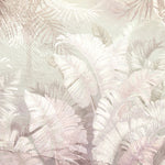 Tapet Personalizat Leaf cu textura de plaster si frunze in nuante roz pastel - PINK PLASTER LEAVES