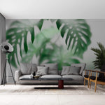 Tapet Personalizat Leaf cu frunze de monstera intr-un fundal opac - FOGGY MONSTERA
