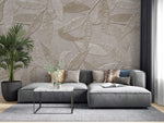 Tapet Personalizat Leaf cu frunze de bambus bej intr-o textura embosata - EMBOSSED BAMBOO